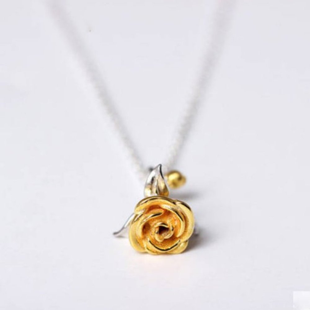 SOLD Gold Rose Flower Earrings studs Gold Vermeil Floral Earrings Studs for her - Picture 13 of 15